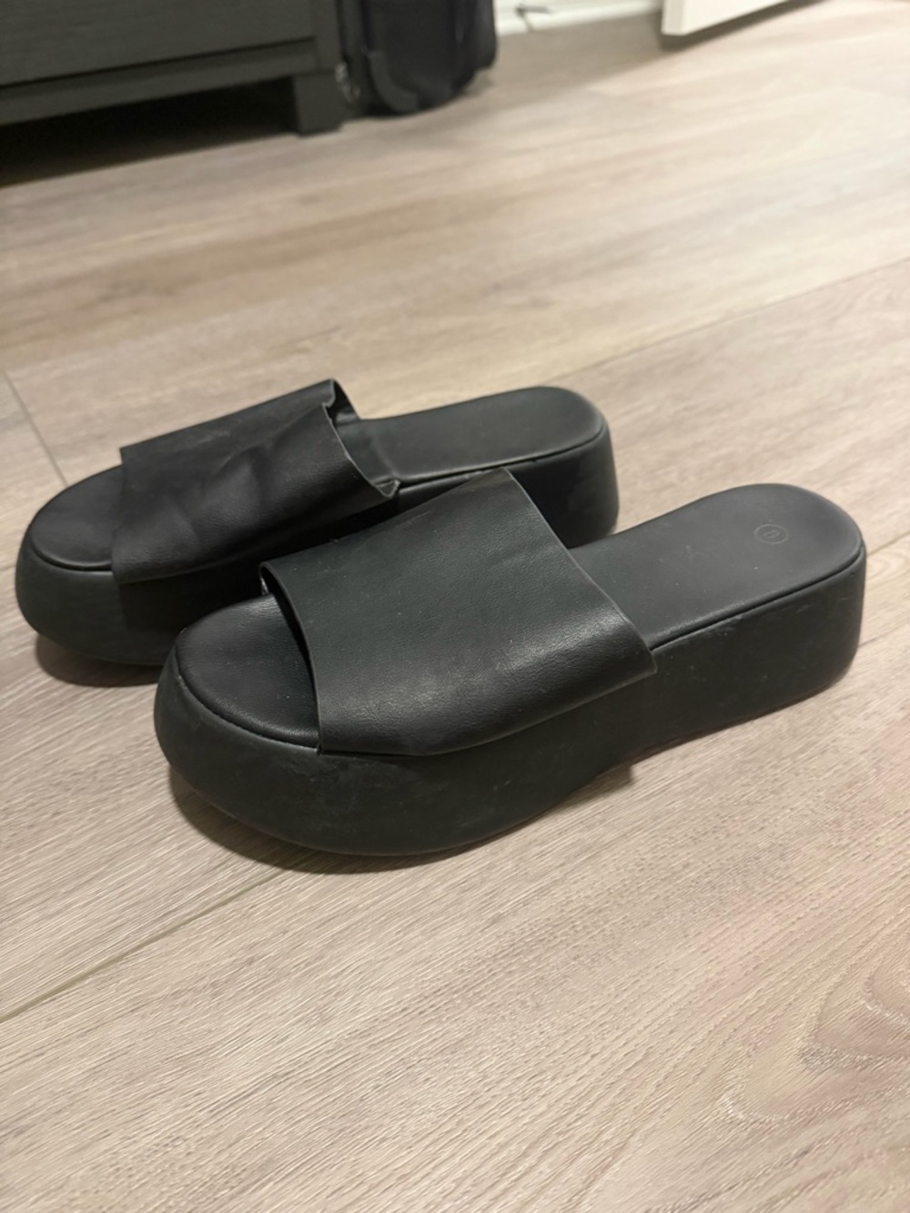 Black Platform Slide Sandals - Women's Minimalist Mule